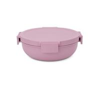 Brabantia Make & Take Salad Bowl 1.3L, Removable Tray for Toppings & Dressing, Airtight Closure, Leakproof Travel Container, Secure Click Closing, Dishwasher & Microwave Safe Salad Mixer, Lilac Pink