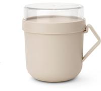 Brabantia Make & Take Soup Mug 0.6L, Screw-On Toppings Container (180 ml) & Soup Mug with Handle, Leakproof Travel Cup, Large Opening, Suitable for Freezer, Dishwasher & Microwave Safe, Soft Beige