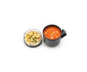 Brabantia - Make & Take Soup Mug 0.6L - with Screw-On Toppings Container (180 ml) & Handle - Leakproof - Large Opening - Suitable for Freezer - Dishwasher & Microwave Safe - Dark Grey
