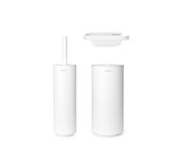 Brabantia - Mindset Toilet Accessory Set - Toilet Brush, Roll Holder & Roll Dispenser - Hygienic Silicone Brush - Corrosion Resistant - Fixing Materials Included - Bathroom Set of 3 - Fresh White