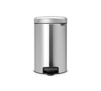 Brabantia NewIcon Pedal Bin 12L (Matt Steel) Soft-Closure Rubbish Waste Bin, Removable Inner Bucket + Free Bin Bags