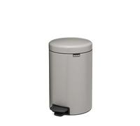 Brabantia NewIcon Pedal Bin 12L, Medium Waste Bin for Kitchen, Soft Closing Lid, Light Pedal Operation, Removable Inner Bucket, Non-Slip Base, Soft Grey, Free PerfectFit Rubbish Bags, 25 x 34 x 41 cm