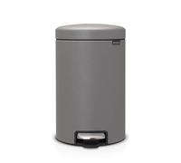 Brabantia NewIcon Pedal Bin 12L (Mineral Concrete Grey) Soft-Closure Rubbish Waste Bin, Removable Inner Bucket + Free Bin Bags