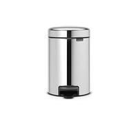 Brabantia NewIcon Pedal Bin 3 L (Brilliant Steel) Soft-Closure Bathroom Rubbish Bin, Removable Inner Bucket + Free Binbags