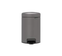 Brabantia NewIcon Pedal Bin 3 L (Mineral Concrete Grey) Soft-Closure Bathroom Rubbish Bin, Removable Inner Bucket + Free Binbags