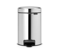 Brabantia NewIcon Pedal Bin 3 L (Brilliant Steel) Soft-Closure Bathroom Rubbish Bin, Removable Inner Bucket + Free Binbags