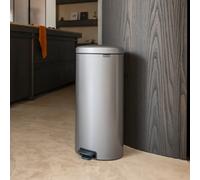 Brabantia NewIcon Pedal Bin, 30litre, Soft Closing, Plastic Inner Bucket, Platinum