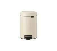 Brabantia - NewIcon Pedal Bin 3L - Small Waste Bin for Bathroom or Toilet - Soft Closing Lid - Light Pedal Operation - with Removable Inner Bucket - Non-Slip Base - Soft Beige - 17 x 24 x 26 cm