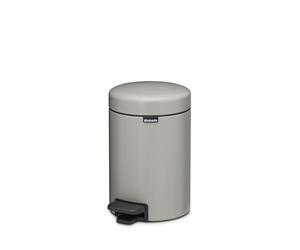 Brabantia NewIcon Pedal Bin 3L - Small Waste Bin for Bathroom or Toilet - Soft Closing Lid - Light Pedal Operation - with Removable Inner Bucket - Non-Slip Base - Soft Grey - 17 x 24 x 26 cm