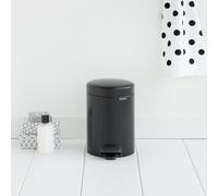 Brabantia NewIcon Pedal Bin, 3litre, Soft Closing, Plastic Inner Bucket, Matt Black