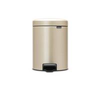 Brabantia NewIcon Pedal Bin 5L (Metallic Gold) Soft-Closure Bathroom Rubbish Bin, Removable Inner Bucket + Free Bin Bags