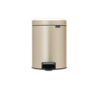Brabantia NewIcon Pedal Bin 5L (Metallic Gold) Soft-Closure Bathroom Rubbish Bin, Removable Inner Bucket + Free Bin Bags