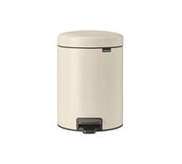 Brabantia - NewIcon Pedal Bin 5L - Small Waste Bin for Bathroom or Toilet - Soft Closing Lid - Light Pedal Operation - with Removable Inner Bucket - Non-Slip Base - Soft Beige - 21 x 27 x 29 cm