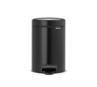 Brabantia Pedal Bin Newicon, Matt Black, 3L | Removable Plastic Inner Bucket, Soft Closure Lid, Pedal Operated Opening, Protective Floor Ring, Corrosion Resistant