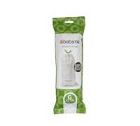 Brabantia 138423 PerfectFit Bin Liners Multipack (Size G/23-30 Litre) Thick Plastic Trash Bags with Tie Tape Drawstring Handles (120 Bags), White