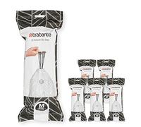 Brabantia Bin Liners PerfectFit M 60 L - Thick Plastic Tie-Tape Drawstring Bags - 120 (6x20)