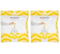 Brabantia PerfectFit Bin Liners (Size A/3 Litre) Thick Plastic Trash Bags with Tie Tape Drawstring Handles (40 Bags), White - Code a,137600 (Pack of 2)