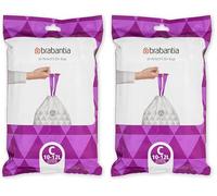 Brabantia PerfectFit Bin Liners (Size C/10-12 Litre) Thick Plastic Trash Bags with Tie Tape Drawstring Handles (40 Bags) (Pack of 2)