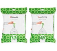 Brabantia PerfectFit Bin Liners (Size G/23-30 Litre) Thick Plastic Trash Bags with Tie Tape Drawstring Handles (40 Bags) (Pack of 2)