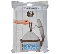 Brabantia PerfectFit Bin Liners (Size M/60 Litre) High Quality Thick Plastic Trash Bags with Tie Tape Drawstring Handles (30 Bags), White