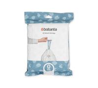 Brabantia PerfectFit Bin Liners, Tear-Resistant, Size O/30L (40 Bags) | Tie Tape Drawstring Handles, Thick Plastic Trash Bags, Hassle-Free Changing, White With Blue Tie Handles