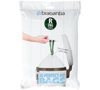 Brabantia PerfectFit Bin Liners (Size R/36 Litre) High Quality Thick Plastic Trash Bags with Tie Tape Drawstring Handles (30 Bags), White