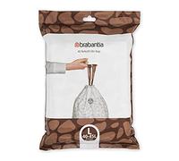 Brabantia Bin Liners 138645 PerfectFit – L (40-45 L), Thick Drawstring Trash Bags, 40, White