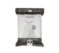 Brabantia PerfectFit Bin Liners, Tear-Resistant, Size M/60L (40 Bags) | Tie Tape Drawstring Handles, Thick Plastic Trash Bags, Hassle-Free Changing, White With Black Tie Handles