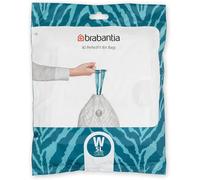 Brabantia Bin Liners 137846 PerfectFit – Thick Drawstring with Tie Tape, 40 Bags, White