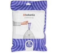 Brabantia PerfectFit Bin Liners (Size D/15-20 Litre) Thick Plastic Trash Bags with Tie Tape Drawstring Handles (40 Bags)