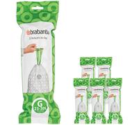 Brabantia 138423 PerfectFit Bin Liners Multipack (Size G/23-30 Litre) Thick Plastic Trash Bags with Tie Tape Drawstring Handles (120 Bags), White