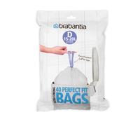 Brabantia PerfectFit Bin Liners (Size D/15-20 Litre) Thick Plastic Trash Bags with Tie Tape Drawstring Handles (40 Bags)