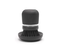 Brabantia Refillable Soap Dispensing Washing Up Brush (Dark Grey) Secure Grip Palm Brush with Storage Tray