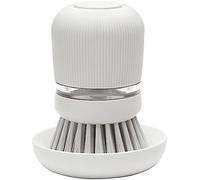Brabantia Refillable Soap-Dispensing Dish Brush with Holder - Secure Grip, Storage Tray - Light Grey