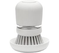 Brabantia Refillable Soap Dispensing Washing Up Brush (Light Grey) Secure Grip Palm Brush with Storage Tray