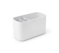 Brabantia ReNew Bathroom Caddy (White) - Compartments for Toothbrushes, Toothpaste, Soap etc - Nonslip Base and Drainage Holes