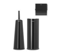 Brabantia Renew Black Plastic & Steel Set Of Toilet Accessories, Set Of 3
