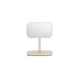 Brabantia - ReNew Mirror with Storage Tray - Adjustable Bathroom Mirror - 360 Degrees Rotation - Soft Non-Slip Base - Silicone Mat - Corrosion Resistant - Organiser - Soft Beige - 20 x 12.6 cm