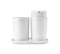 Brabantia Renew Set of 3 Bathroom Soap Dispenser, Toothbrush Holder & Storage Tray Accessory White