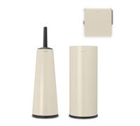 Brabantia - ReNew Toilet Accessory Set - Toilet Brush & Holder, Roll Holder & Roll Dispenser - Hygienic Brush - Corrosion Resistant - Fixing Materials