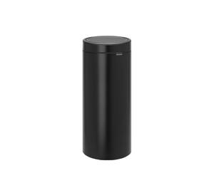 Brabantia Round Metal Matt Black Touch/Push Bin 30Ltr (Each)