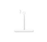 Brabantia Silicone Shower Squeegee with Hook (White) Anti Streak Cleaning Wiper for Bathroom Glass, Plastic, Tile - Doublesided Brush & Rim Design