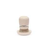 Brabantia SinkSide Soap Dispensing Dish Brush (Soft Beige), Dish Scrubbing Brush with Built-In Washing Up Liquid Dispenser, Dynamic Dish Washing Tool with Replaceable Head