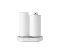 Brabantia - SinkStyle Soap Dispenser Set with 2 Stylish Dispensers for Hand and Dish Soap, Textured Tray, and Soap Squeezer ? Mineral Fresh White, 2 x