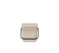 Brabantia Sort & Go Food Waste Bin 3L (Soft Beige), Space-Efficient Plastic Recycle Bin with Handle, Removable and Stay-Open Lid, Easy to Clean Kitchen Compost Caddy without Nooks and Rims
