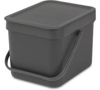 Brabantia Sort & Go Food Waste Bin (6L / Grey) Small Countertop Kitchen Compost