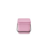 Brabantia Sort & Go Food Waste Bin 6L (Lilac Pink), Space-Efficient Plastic Recycle Bin with Handle, Removable and Stay-Open Lid, Easy to Clean Kitchen Compost Caddy without Nooks and Rims
