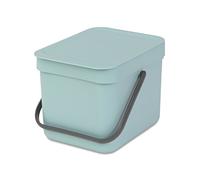Brabantia Sort & Go Food Waste Bin 6L, Small Countertop Kitchen Compost Caddy with Handle & Removable Lid, Easy Clean, Fixtures included for Wall/Cupboard Mounting, Mint