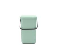 Brabantia Sort & Go Waste Bin 16L (Light Grey), Space-Efficient Plastic Recycle Container with Handle, Removable and Stay-Open Lid, Easy to Clean Kitchen Bin without Nooks and Rims
