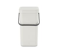 Brabantia - Sort & Go Waste Bin 12L - Medium Recycling Bin - Stay Open Lid - Carry Handle - Easy to Clean - for Under Kitchen Counter or Wall-Mounted - Compost Bin - Light Grey - 20 x 25 x 35 cm